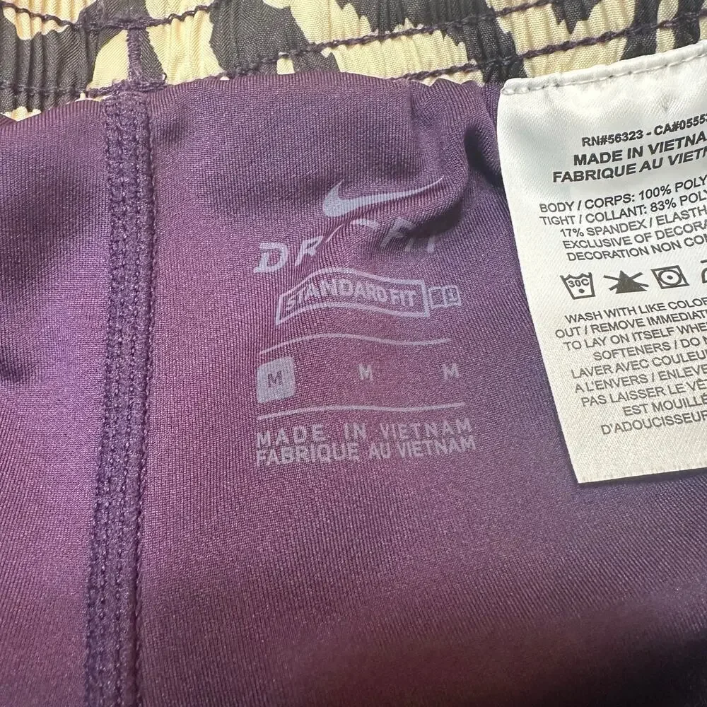 Nike Dri-Fit Purple Animal Print Shorts sz M Dri FIt Tempo Printed Shorts